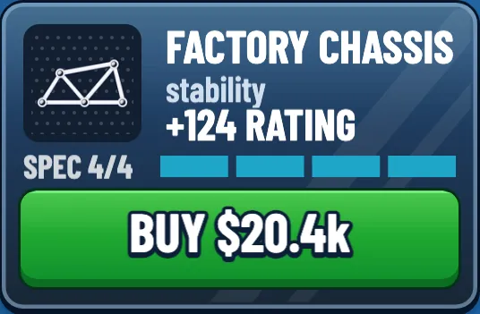 Factory Chassis upgrade: stability, +124 rating, Spec 4 of 4