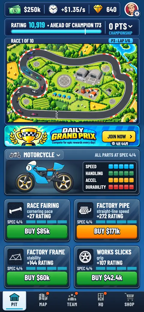 A motorcycle race at Airfield, round the control tower and the hangars